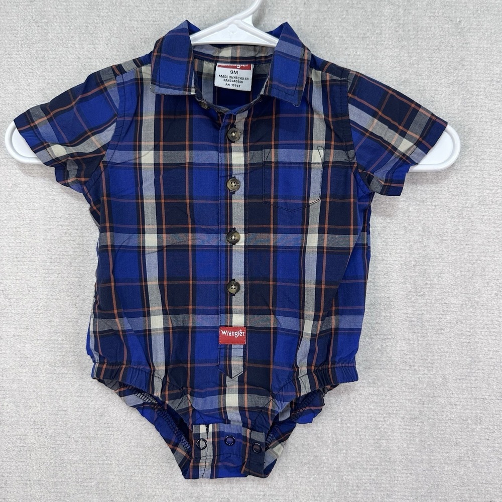 Wrangler Infant Boy 9 Months Plaid Short Sleeve One Piece